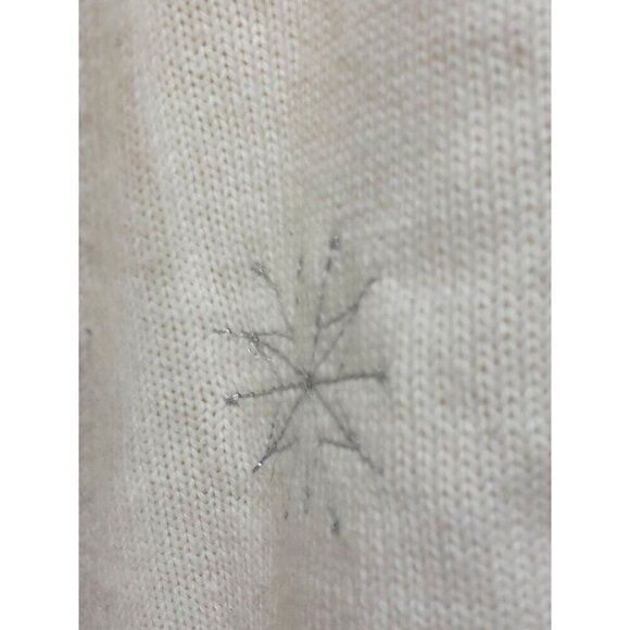 Vintage Womens 3D Santa And Reindeer Holiday Christmas Sweater Ivory Size L - Picture 6 of 11